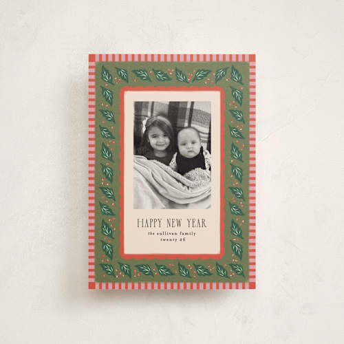 This is a pine needle christmas postcards with standard by Julie Murray called francie printing on signature in postcard