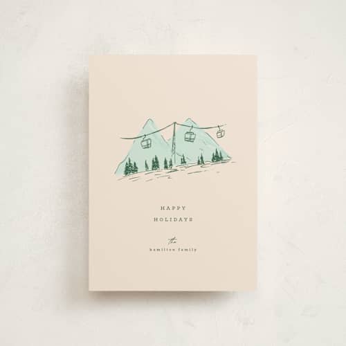 This is a alpine christmas postcards with standard by Vera Lim called skiholidays printing on signature in postcard
