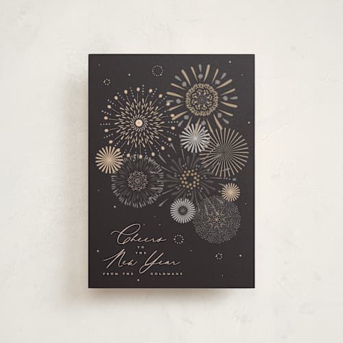 This is a midnight christmas postcards with standard by Kamala Nahas called fancy fireworks printing on signature in postcard