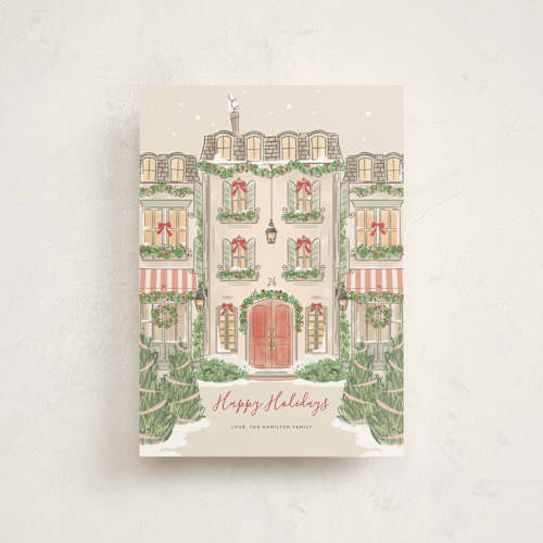 This is a pine christmas postcards with standard by Anne Ciotola called french quarter holiday printing on signature in postcard