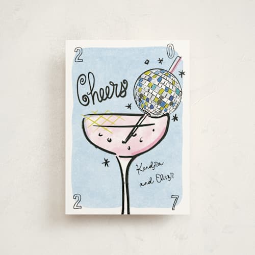 This is a cosmo christmas postcards with standard by Jenna Holcomb called disco cocktail printing on signature in postcard