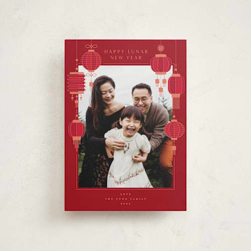 This is a pomegranate chinese new year cards with standard by Jennifer Lew called lanterns printing on signature in postcard