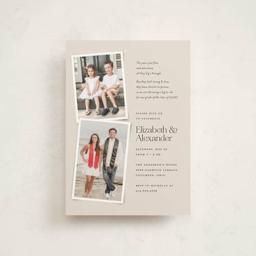This is a ivory graduation invitations with standard by Heather Schertzer called big to-do printing on signature in petite