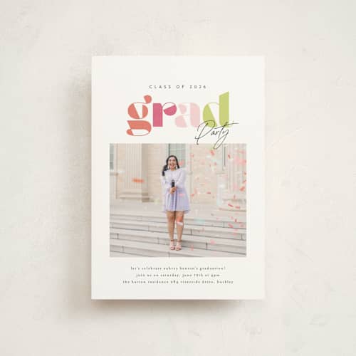 This is a tropical graduation invitations with standard by Itsy Belle Studio called colors printing on signature in petite
