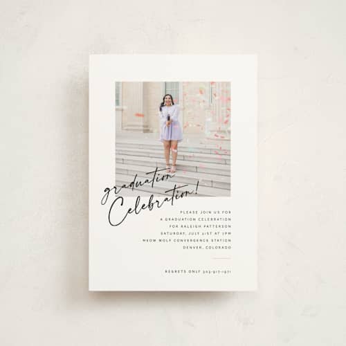 This is a cloud graduation invitations with standard by Jenna Holcomb called modern celebration printing on signature in petite
