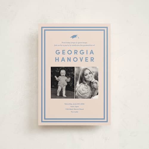 This is a country blue graduation invitations with standard by Inkblot Design called classically done printing on signature in petite