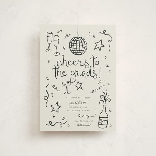 This is a chalkboard graduation invitations with standard by Kelly Watkins called new year cheer printing on signature in petite