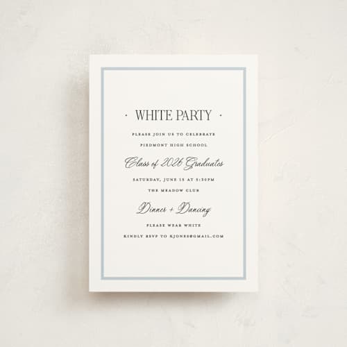 This is a hydrangea graduation invitations with standard by Carolyn MacLaren called dotted classic printing on signature in petite