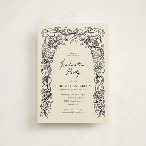 This is a ink graduation invitations with standard by Jamie Alexander called future in bloom printing on signature in petite