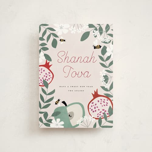 This is a rosemary rosh hashanah cards with standard by Maja Cunningham called shanah tova printing on signature in postcard