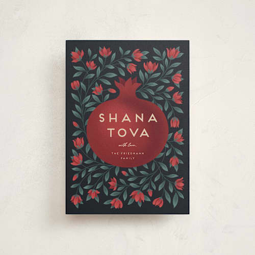 This is a evergreen rosh hashanah cards with standard by Jamie Alexander called shana tova printing on signature in petite