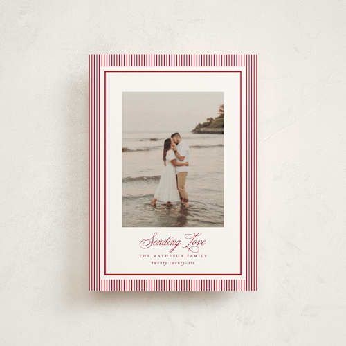 This is a berry valentine postcards with standard by Kelly Schmidt called striped elegance printing on signature in postcard