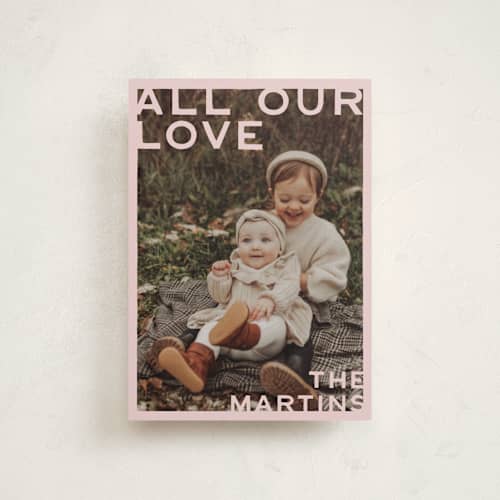 This is a blush valentine postcards with standard by Ani Somi called edges printing on signature in postcard