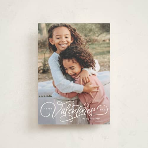 This is a cloud valentine postcards with standard by Kristen Smith called festive script printing on signature in postcard