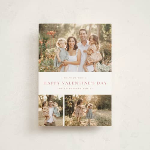 This is a rosy valentine postcards with standard by Wildfield Paper Co called quartzite printing on signature in postcard