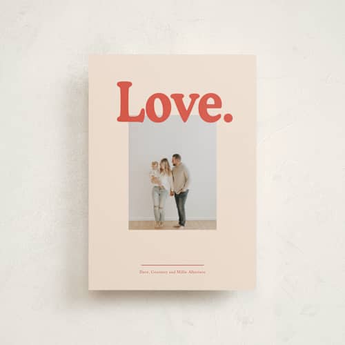 This is a ivory valentine postcards with standard by Baumbirdy called love is printing on signature in postcard
