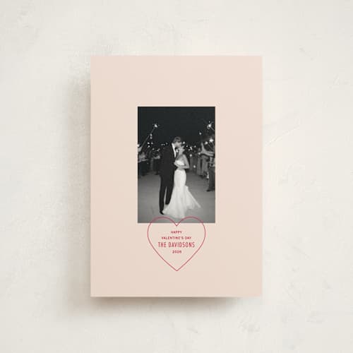 This is a blush valentine postcards with standard by Baumbirdy called stamp printing on signature in postcard