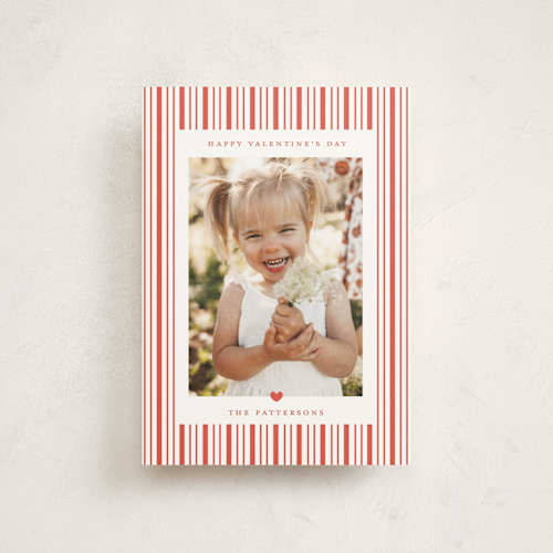 This is a cherry valentine postcards with standard by Jennifer Holbrook called heart and stripes printing on signature in postcard