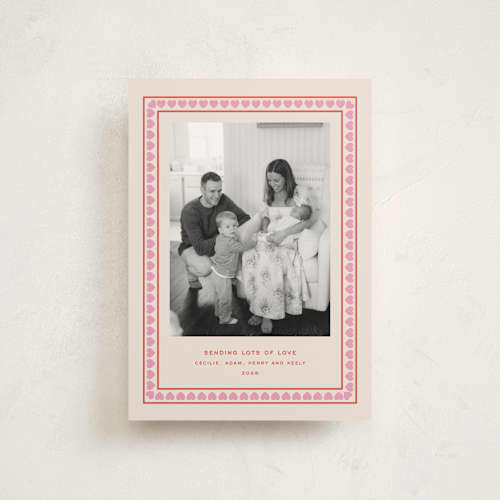 This is a strawberry valentine postcards with standard by Megan Davis called hygge printing on signature in postcard