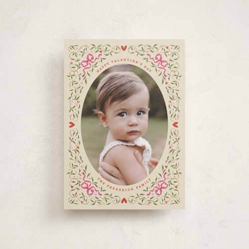 This is a latte valentine postcards with standard by Jackie Crawford called corner bow frame printing on signature in postcard