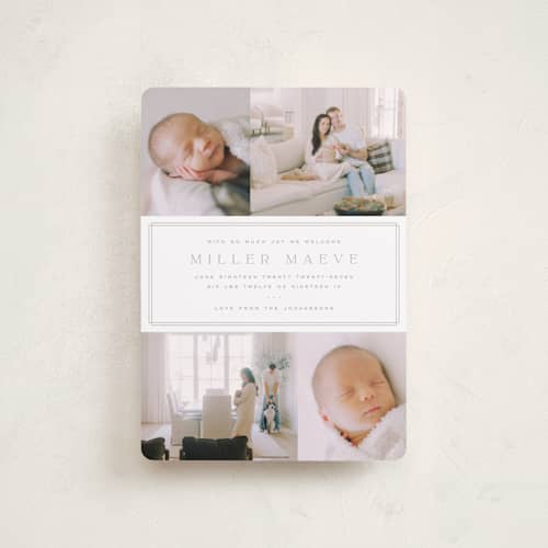 This is a latte petite birth announcements with standard by Kristie Kern called camden printing on recycled smooth signature in petite