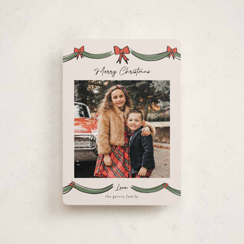 This is a cider petite holiday cards with standard by Ashley Iwafuchi called merry mantle printing on recycled smooth signature in petite