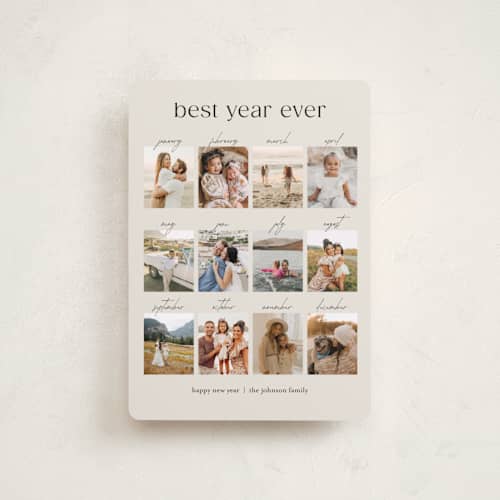 This is a crêpe petite holiday cards with standard by Olivia Williams called best year printing on recycled smooth signature in petite