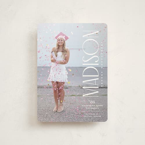 This is a snow graduation announcements with standard by Owl and Toad called pillar printing on signature in petite