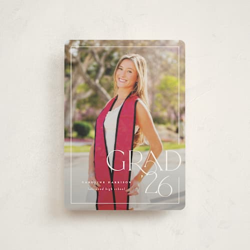 This is a snow graduation announcements with standard by Lauren Chism called broken border printing on signature in petite