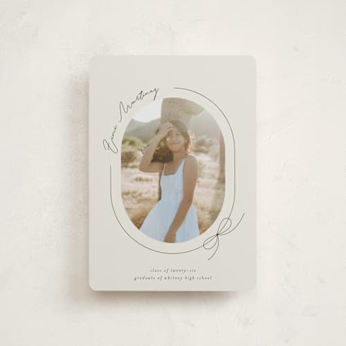 This is a latte graduation announcements with standard by Blustery August called etna printing on signature in petite