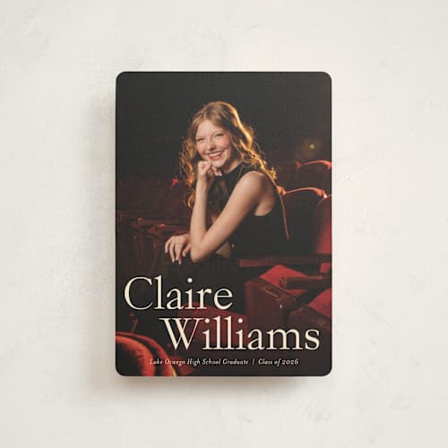 This is a milk graduation announcements with standard by Ani Somi called california printing on signature in petite