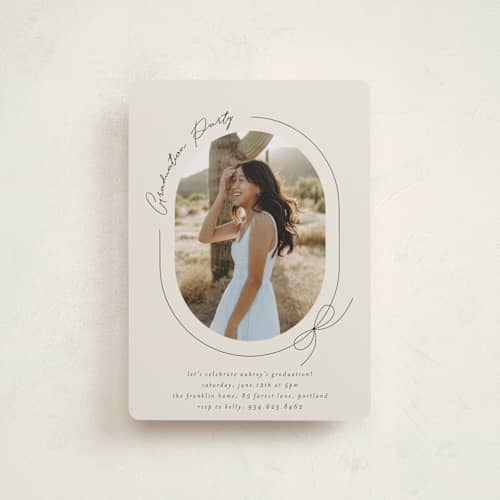 This is a latte graduation invitations with standard by Blustery August called etna printing on signature in petite