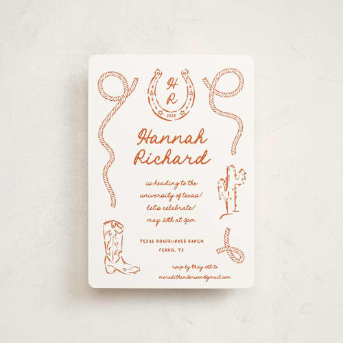 This is a bronco graduation invitations with standard by Claudia Orengo called western printing on signature in petite