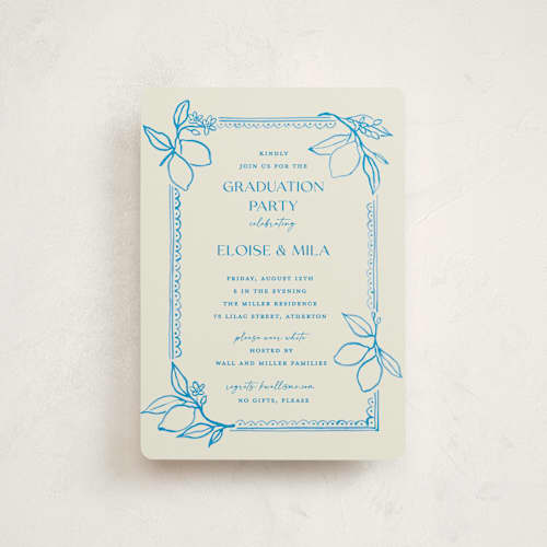 This is a ocean graduation invitations with standard by Pati Cascino called mediterraneo printing on signature in petite