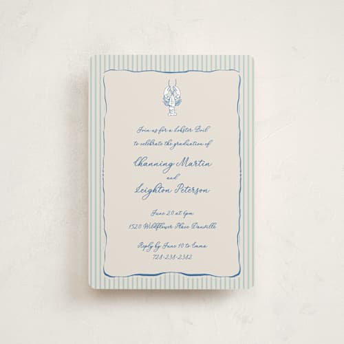 This is a marine graduation invitations with standard by Lucrecia Caporale called easide serenade printing on signature in petite