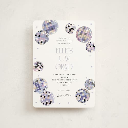 This is a skyline graduation invitations with standard by Corinne Malesic called disco fever printing on signature in petite