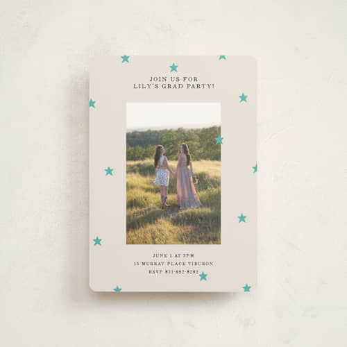 This is a frost graduation invitations with standard by Kercia Jane called tiny star confetti printing on signature in petite