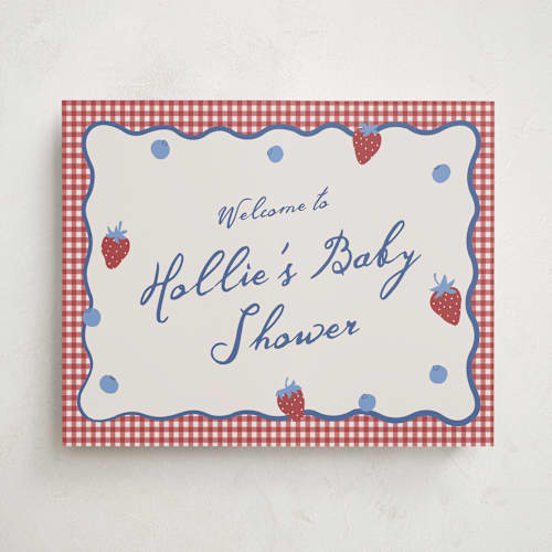 This is a barn baby shower decorations with standard by Kelly Watkins called so berry sweet printing on premium sign board in 16x20