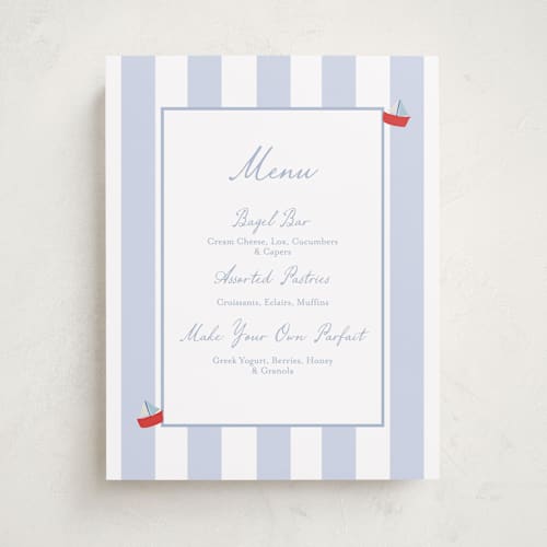 This is a periwinkle baby shower decorations with standard by Angela Thompson called sail boats baby printing on doublethick in 11x14