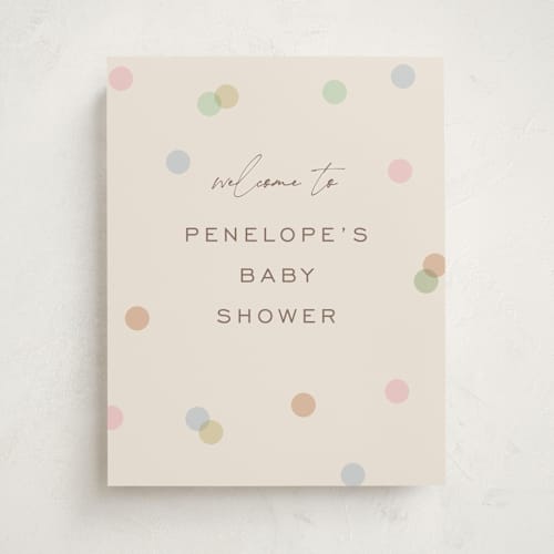 This is a wildflower baby shower decorations with standard by Pixel and Hank called polka pop printing on premium sign board in 11x14