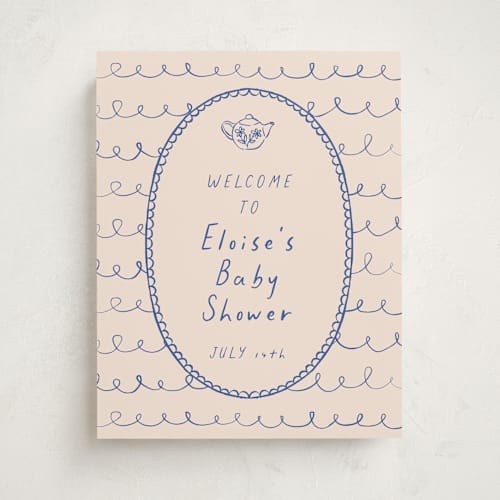 This is a fine china baby shower decorations with standard by Carmia Jordaan called doodle tea party printing on premium sign board in 11x14