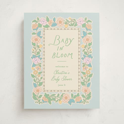 This is a sky baby shower decorations with standard by Creo Study called vintage blossom printing on premium sign board in 11x14
