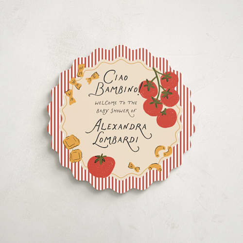 This is a tomato baby shower decorations with standard by Jenna Holcomb called pasta sauce printing on premium sign board in 11x14