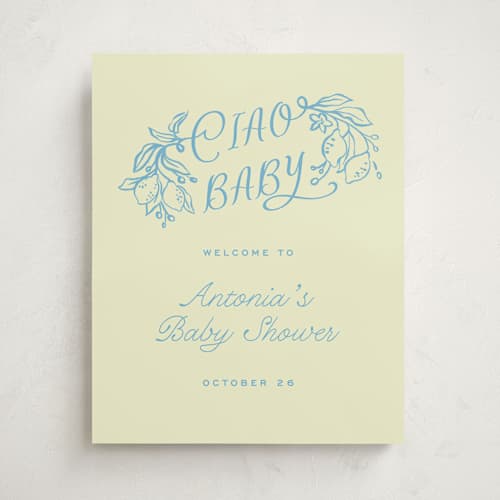 This is a lemonade baby shower decorations with standard by Pati Cascino called ciao baby printing on premium sign board in 16x20