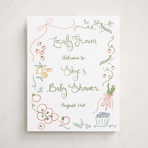 This is a meadow baby shower decorations with standard by Jenna Holcomb called locally grown sketch printing on premium sign board in 16x20