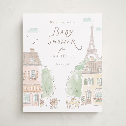 This is a strawberry baby shower decorations with standard by Jennifer Wick called a day in paris printing on premium sign board in 16x20