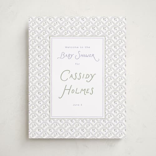 This is a lilac baby shower decorations with standard by Leah Bisch called sweet pea printing on premium sign board in 16x20