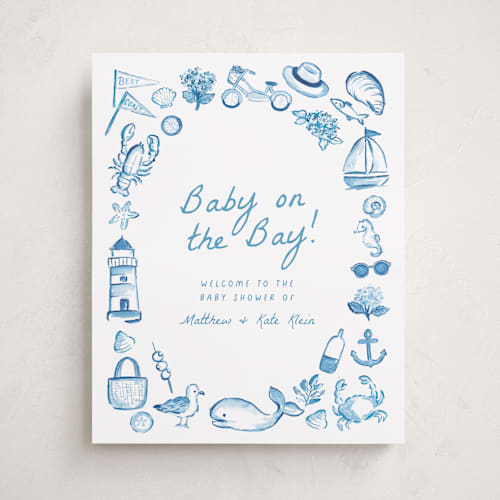 This is a ocean baby shower decorations with standard by Itsy Belle Studio called coastal baby printing on premium sign board in 16x20