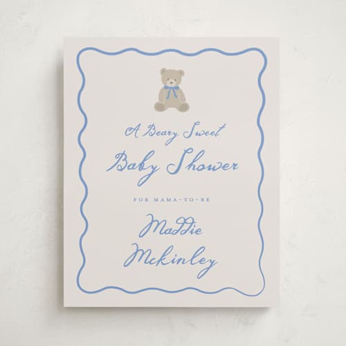 This is a waterfall baby shower decorations with standard by Kelly Watkins called so beary cute printing on premium sign board in 16x20