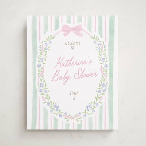 This is a cupcake baby shower decorations with standard by Creo Study called little fleur printing on premium sign board in 16x20